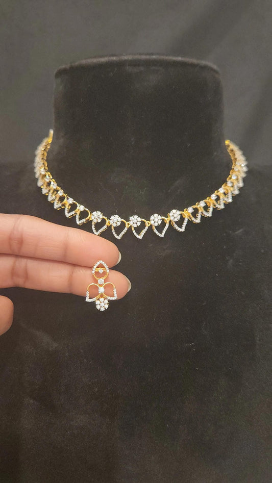 Brilliant Floral Leaf 92.5 Silver Necklace set