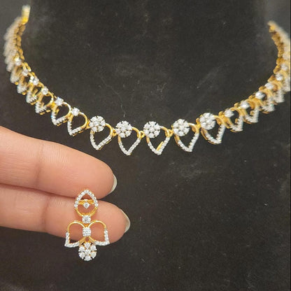 Brilliant Floral Leaf 92.5 Silver Necklace set