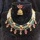 Gold Finish Pink Kundan Necklace Set
