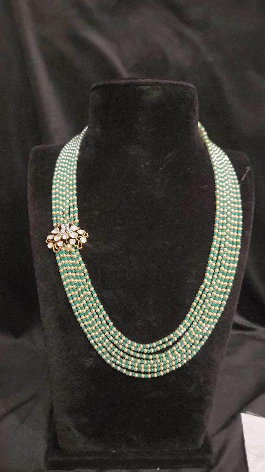 Pretty Swarovski Pearl Haram with 92.5 Silver Peacock Brooch