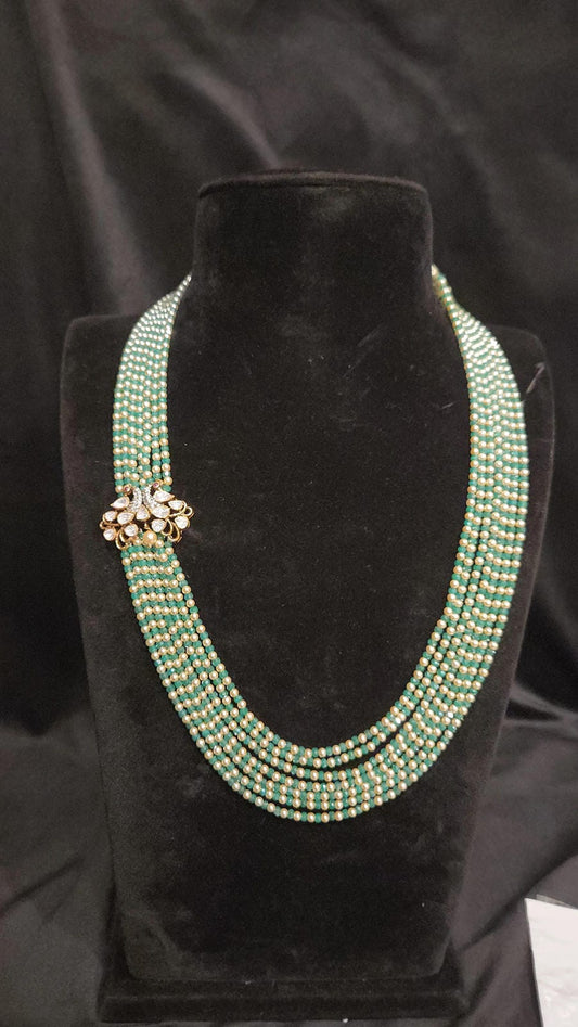 Pretty Swarovski Pearl Haram with 92.5 Silver Peacock Brooch