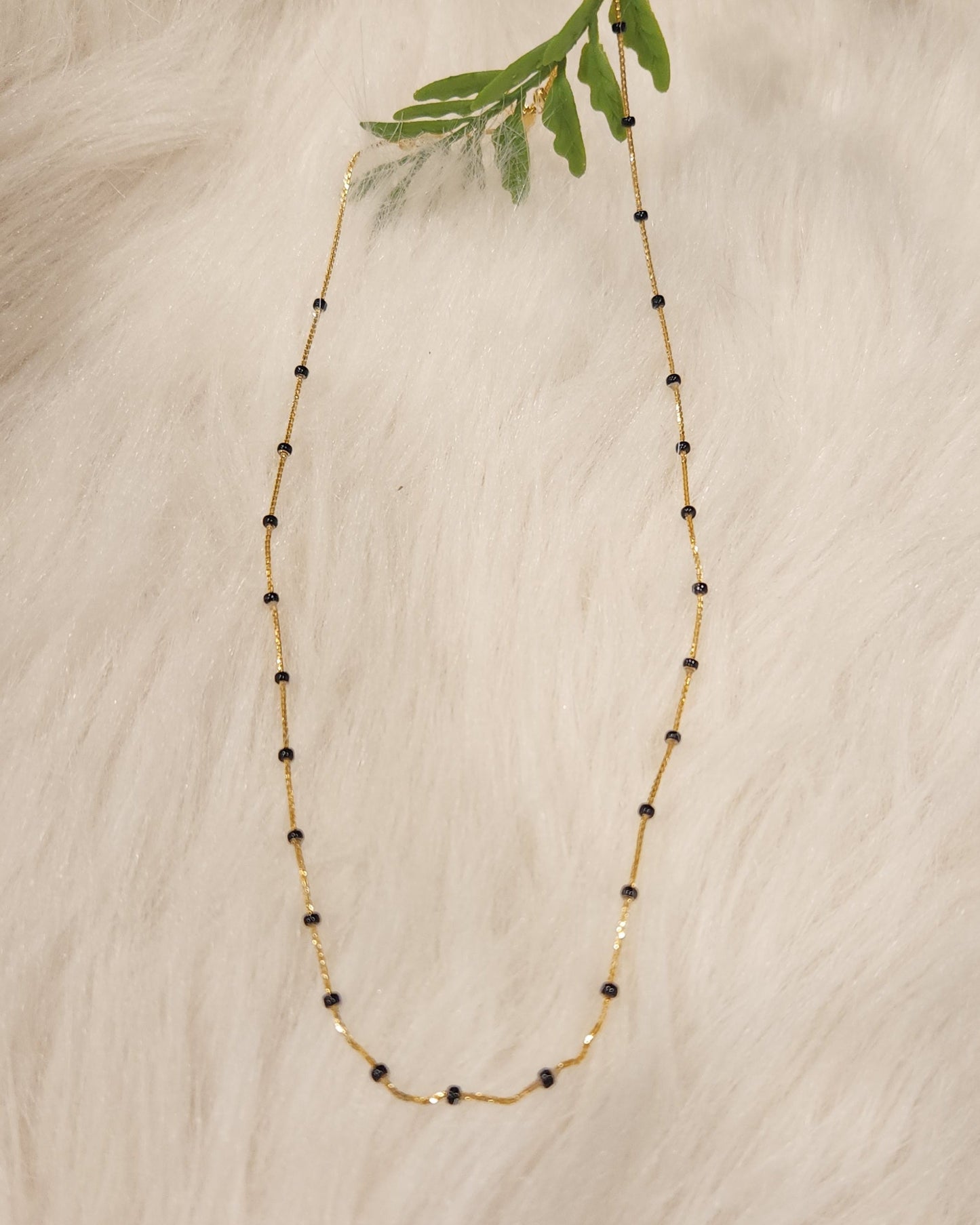 Minimalist 92.5 Silver Black Bead Necklace