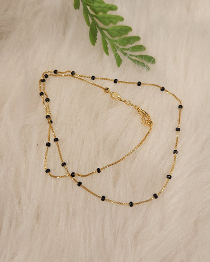 Minimalist 92.5 Silver Black Bead Necklace