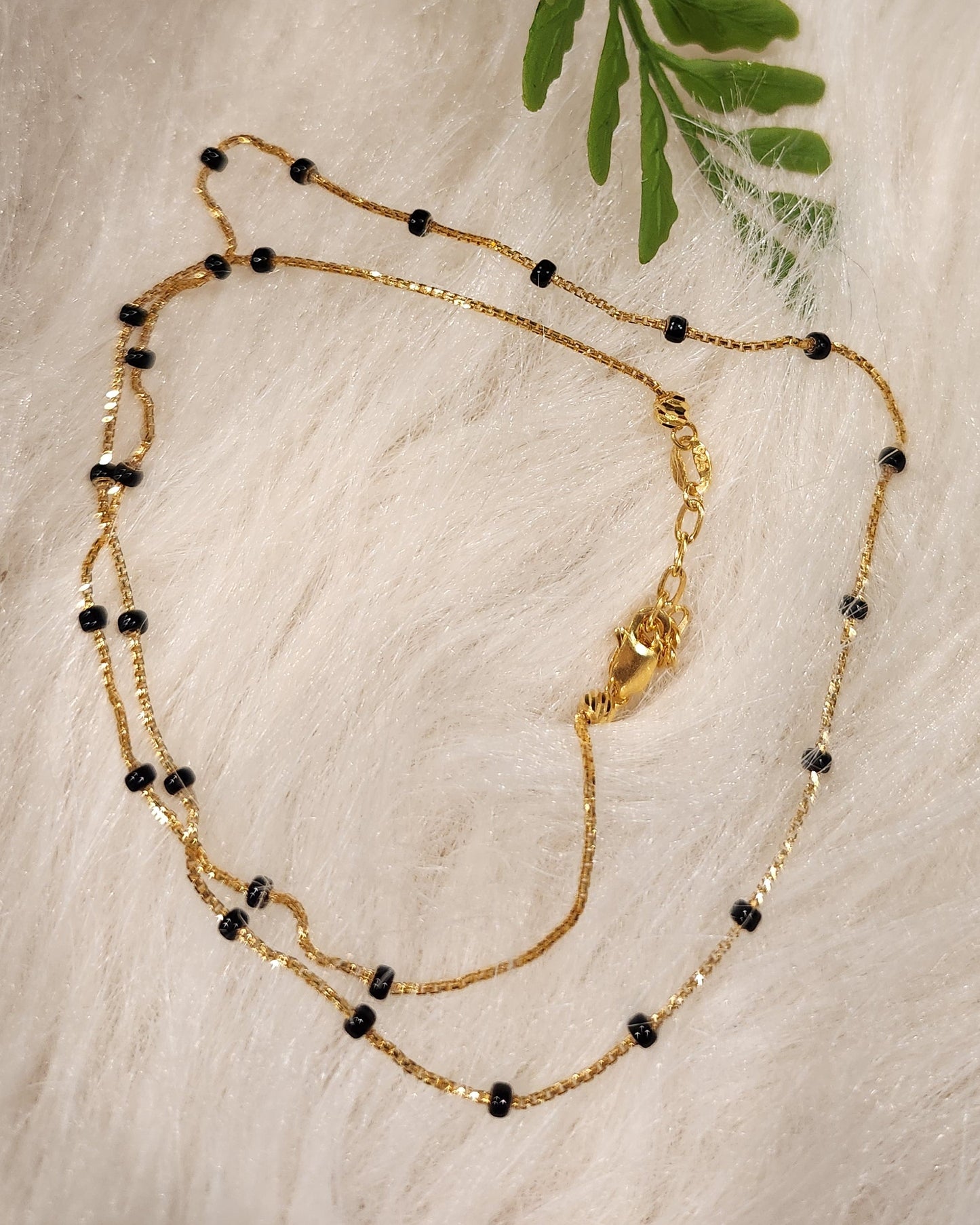 Minimalist 92.5 Silver Black Bead Necklace