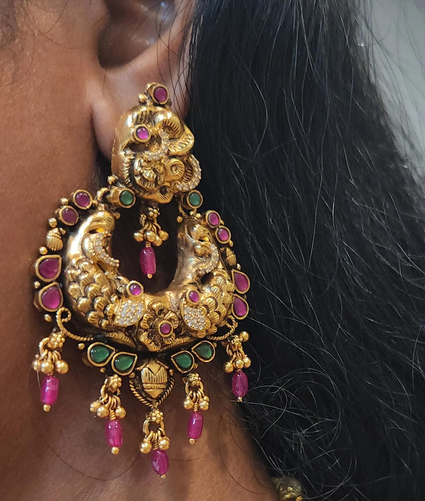 Divine Ashtalakshmi Peacock Antique Nakshi Nacklace Set