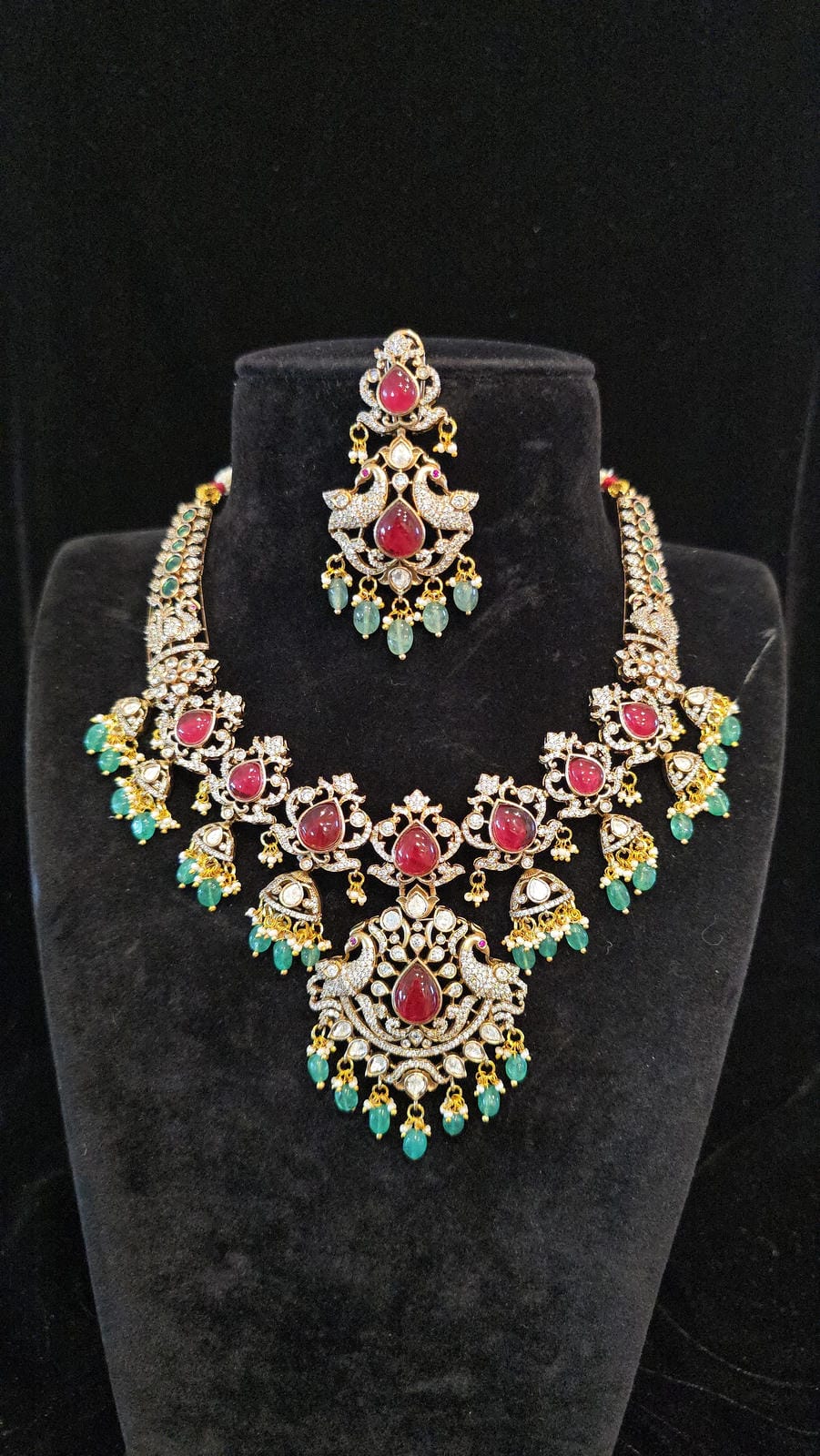 Victorian Peacock & Ruby Necklace Set