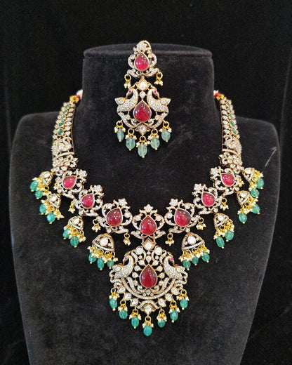 Victorian Peacock & Ruby Necklace Set