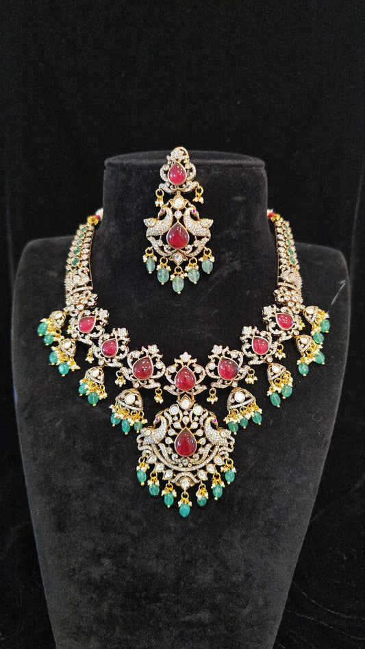 Victorian Peacock & Ruby Necklace Set