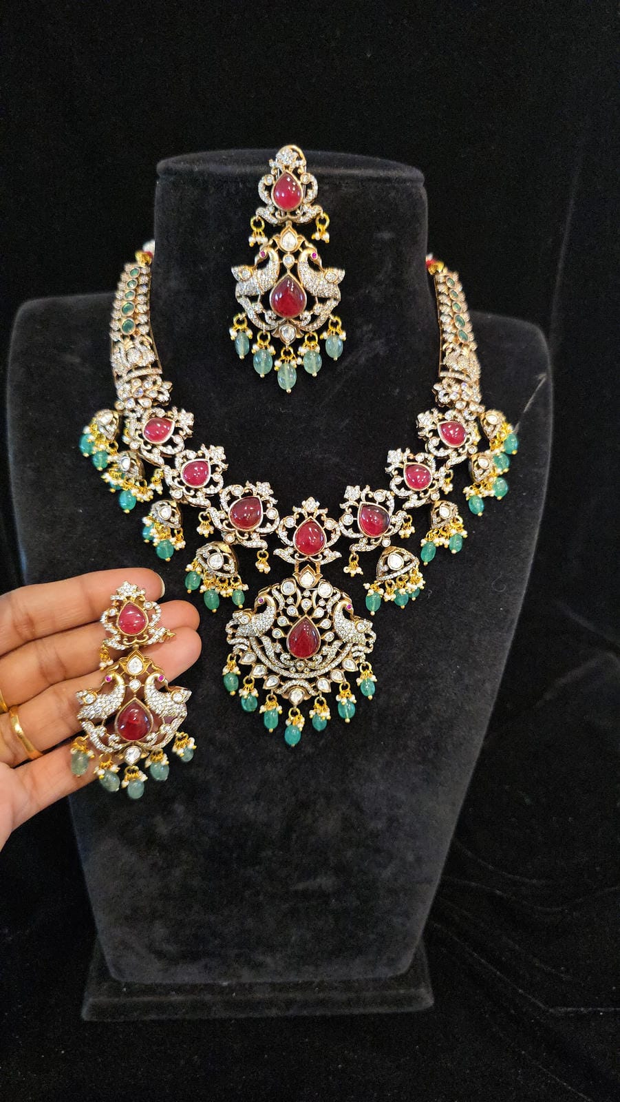Victorian Peacock & Ruby Necklace Set