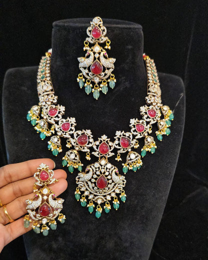 Victorian Peacock & Ruby Necklace Set