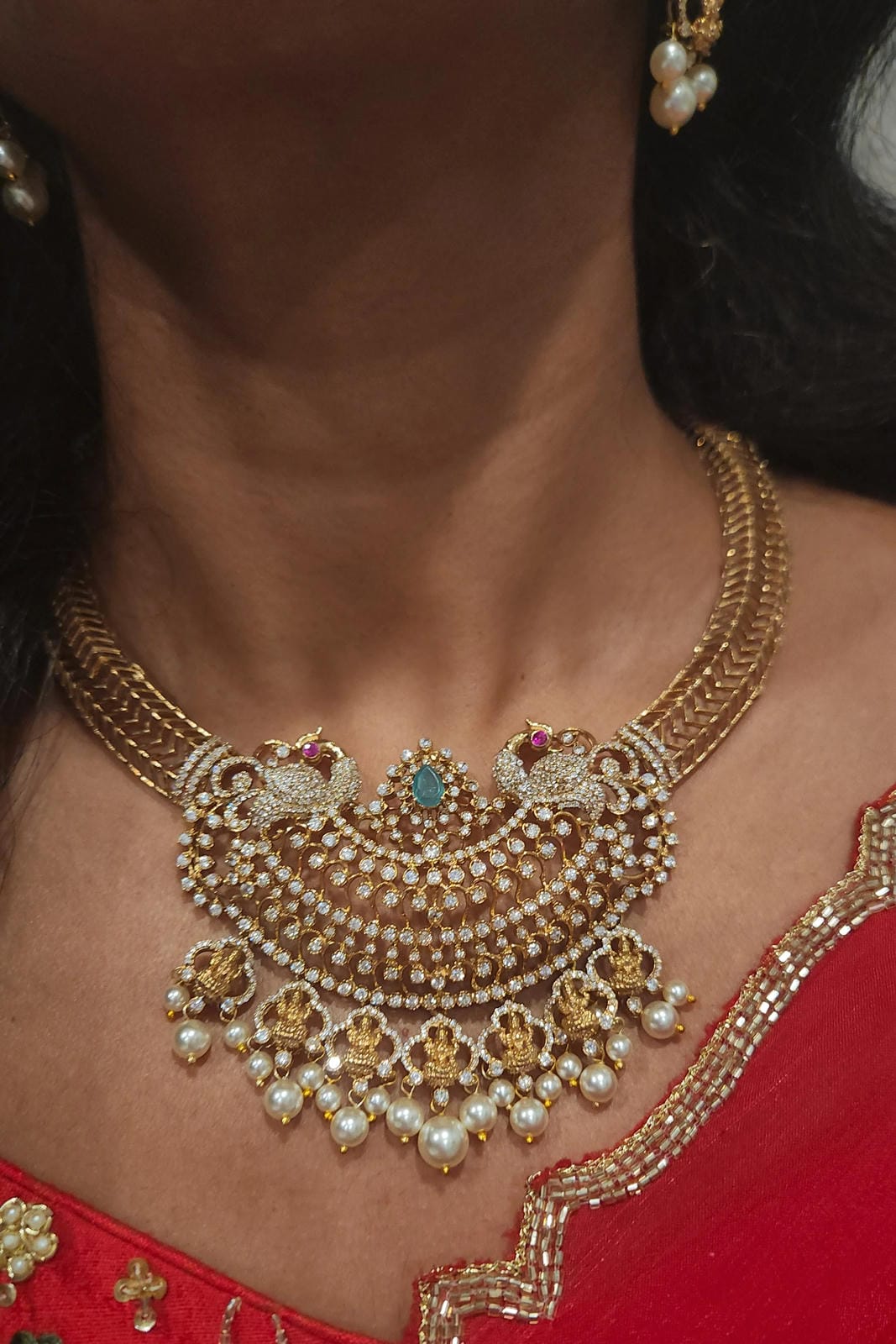 Divine Lakshmi Peacock 92.5 Silver Kante Set