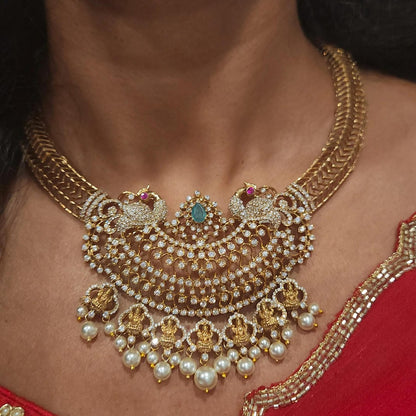 Divine Lakshmi Peacock 92.5 Silver Kante Set