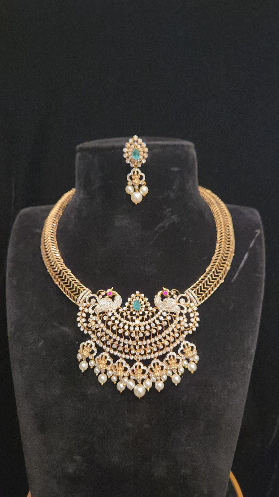 Divine Lakshmi Peacock 92.5 Silver Kante Set