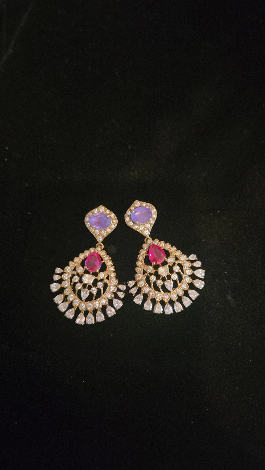 92.5 Silver Ruby & Purple Stones Kante Set