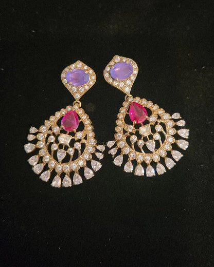 92.5 Silver Ruby & Purple Stones Kante Set