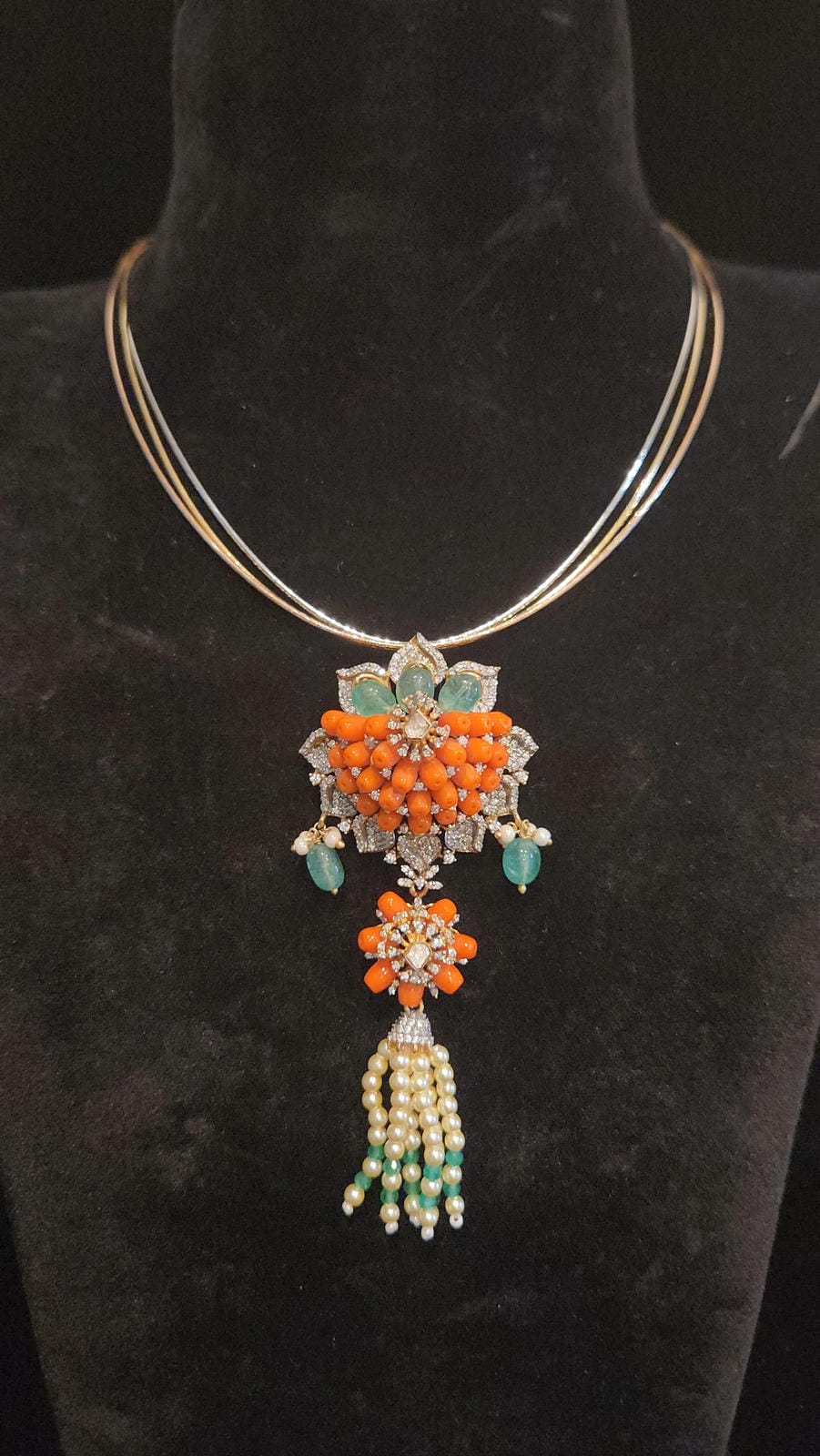 Vibrant 92.5 Silver Floral Dangler Pendant Set