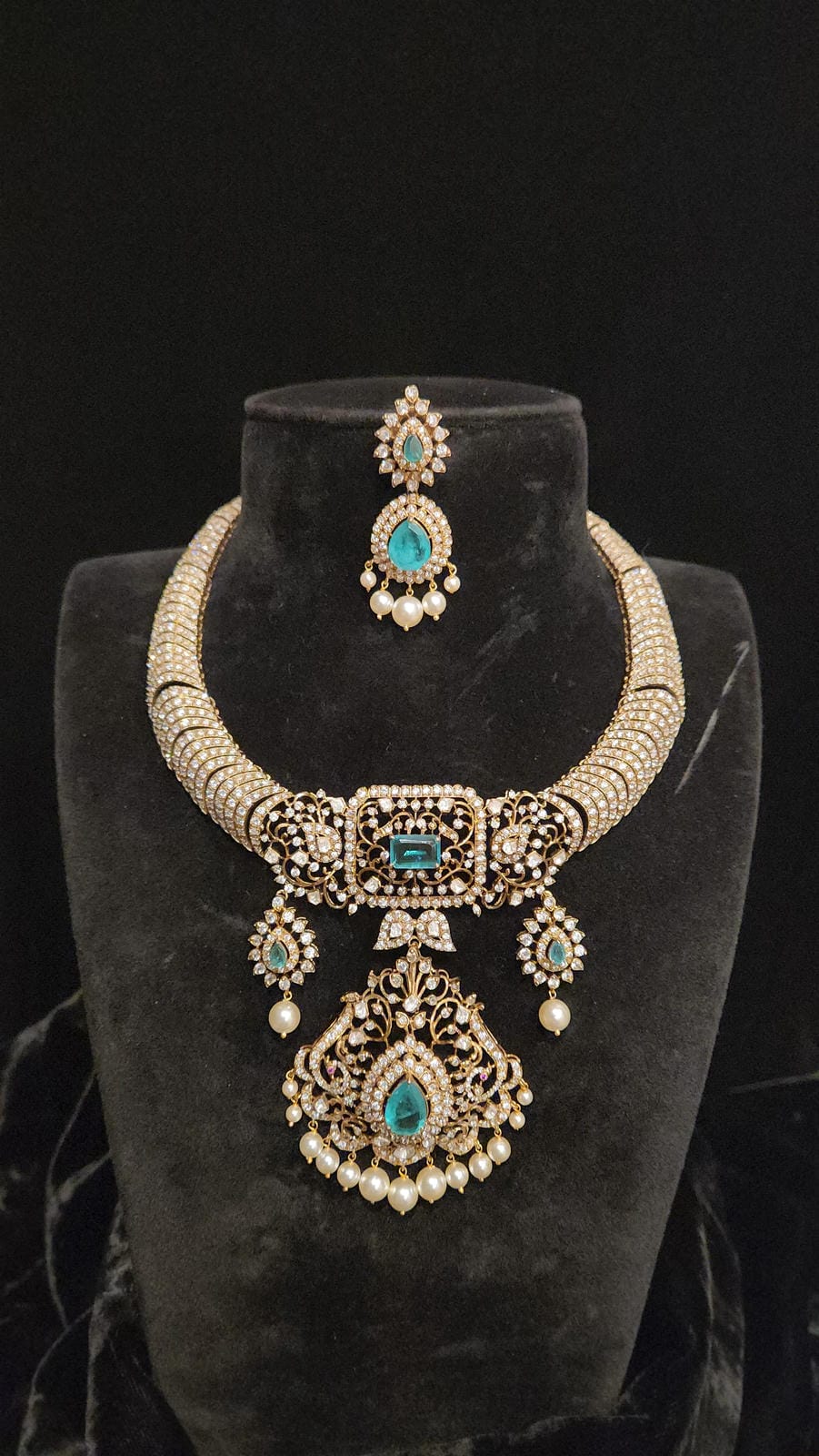 Diamond Finish Kante Set 92.5 Silver Floral Design