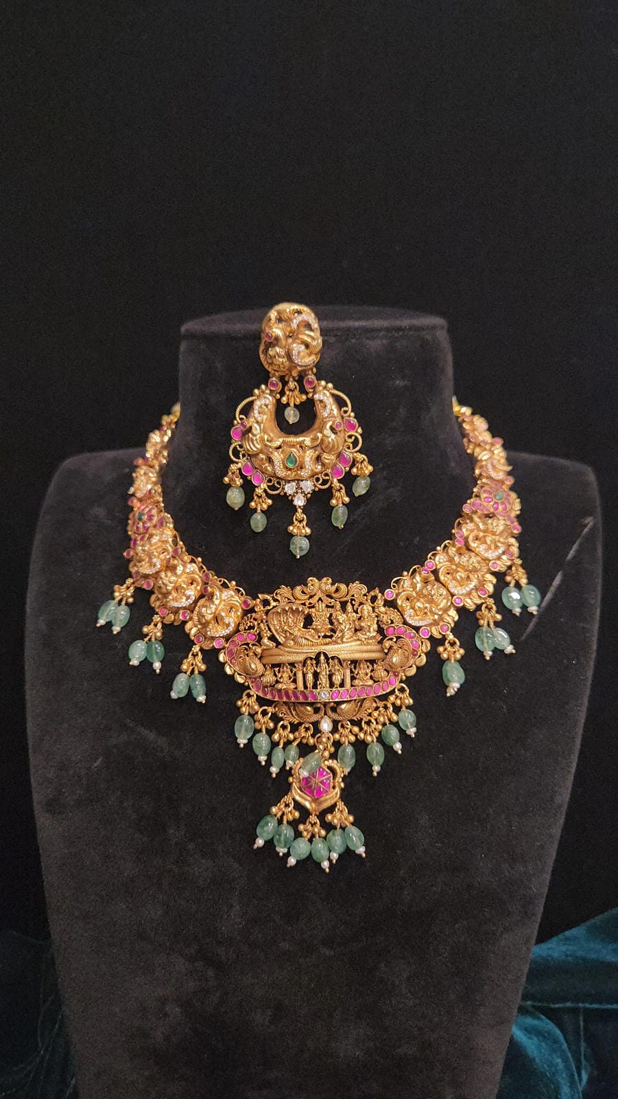 92.5 Silver Necklace Set, Handcrafted Temple Jewelry