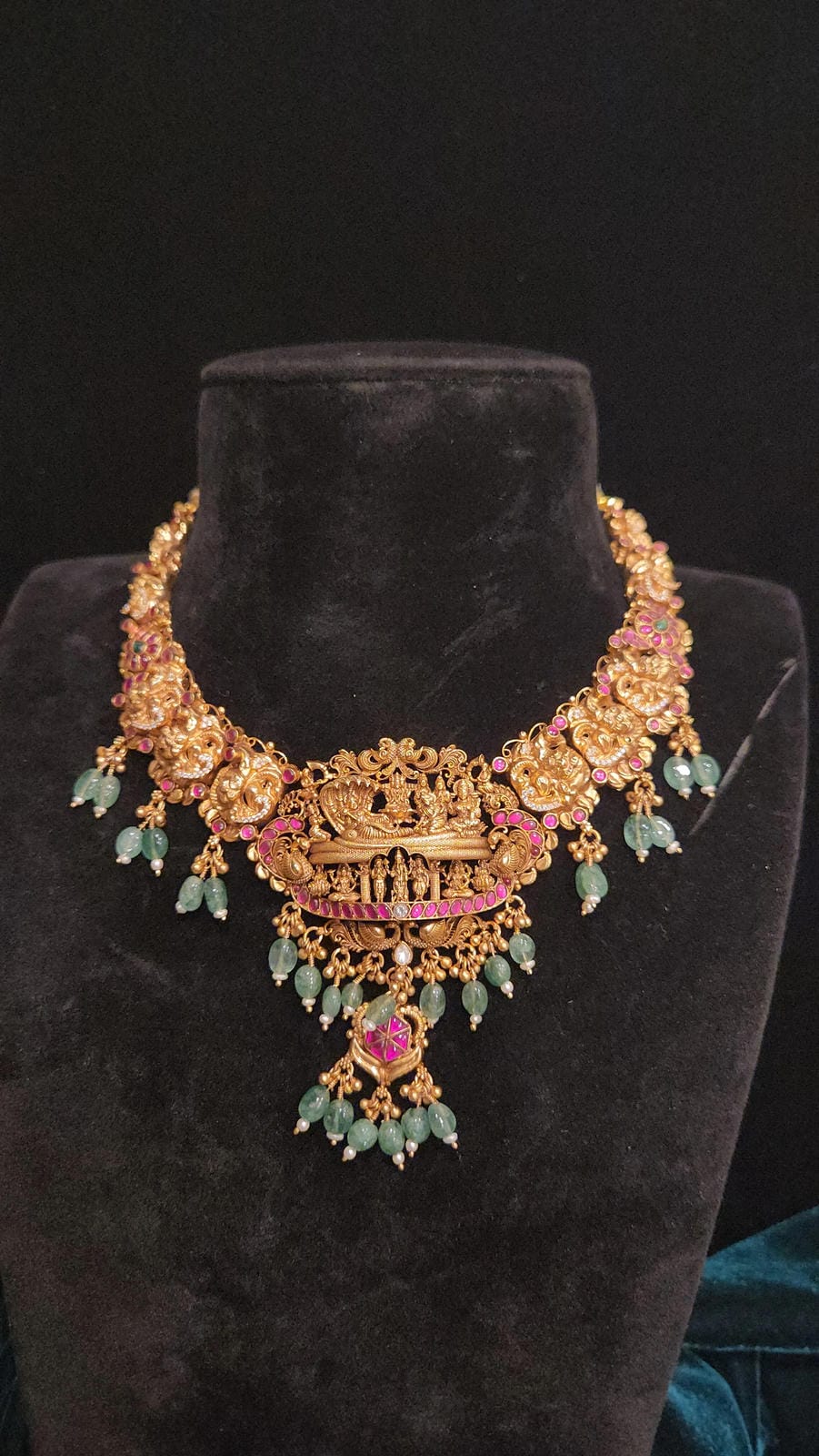 92.5 Silver Necklace Set, Handcrafted Temple Jewelry