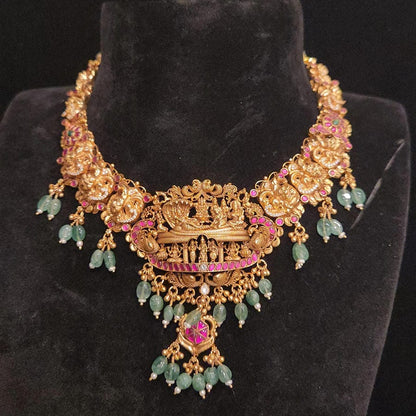 92.5 Silver Necklace Set, Handcrafted Temple Jewelry