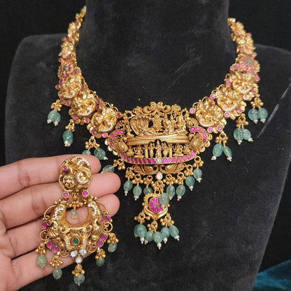 92.5 Silver Necklace Set, Handcrafted Temple Jewelry