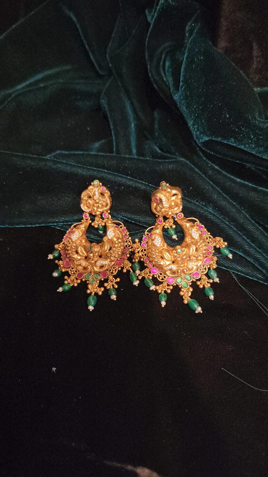 92.5 Silver Nakshi Finish Necklace Set, Handcrafted Temple Jewelry