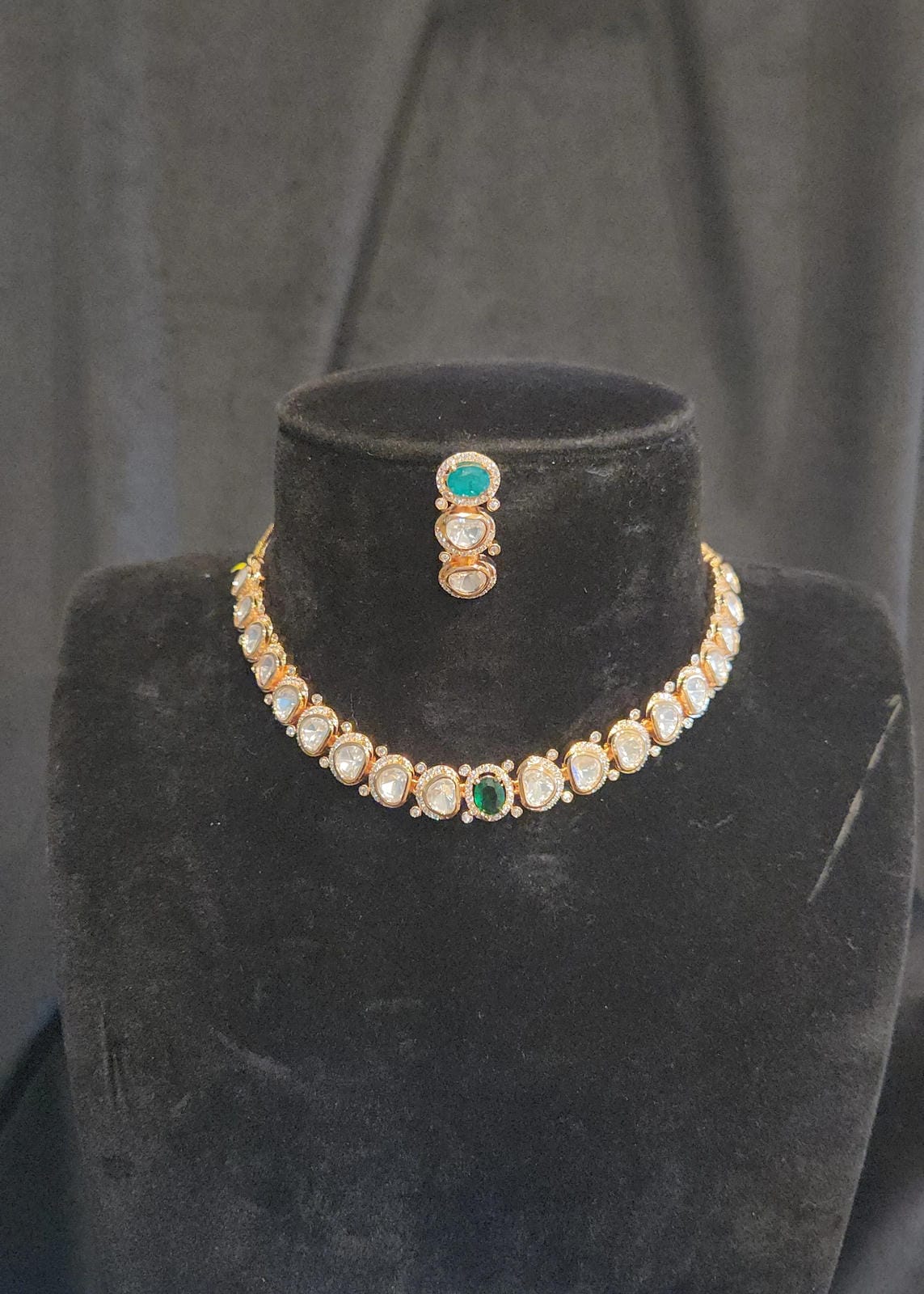 Victorian Kundan and Emerald Necklace Set