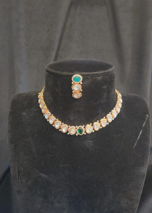 Victorian Kundan and Emerald Necklace Set