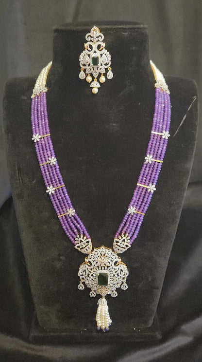 5-Layered Bead Mala with Peacocks Pendant