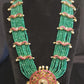 8-Layered Green CZ Bead Haram Set with Pachi Kundan Pendent