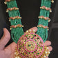 8-Layered Green CZ Bead Haram Set with Pachi Kundan Pendent