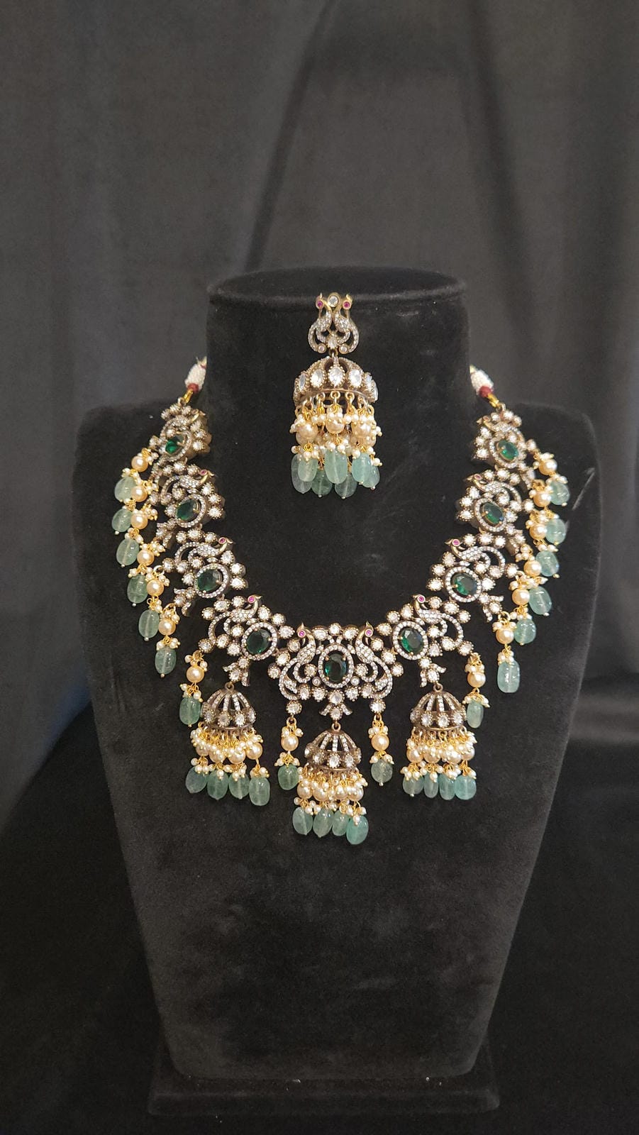 Victorian Peacock & Emerald Necklace Set
