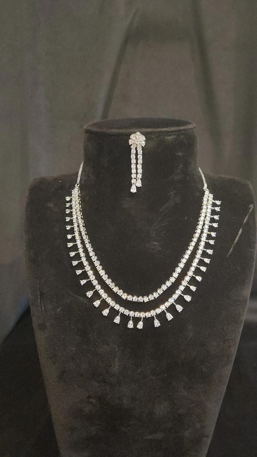 Diamond Finish Square CZ Necklace Set