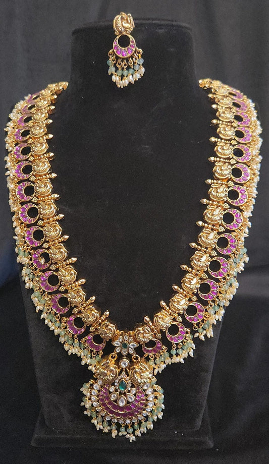 Pachi Kundan Chandbali Necklace Set