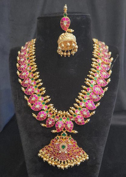 Jadau Kundan Mango Necklace & Jhumka Set
