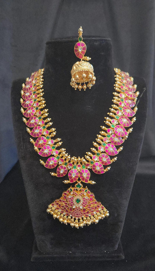Jadau Kundan Mango Necklace & Jhumka Set