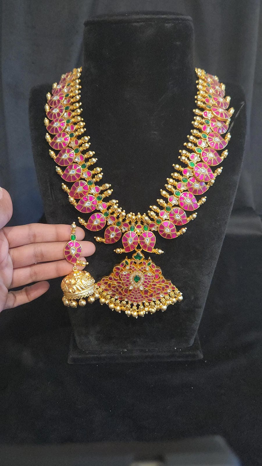 Jadau Kundan Mango Necklace & Jhumka Set