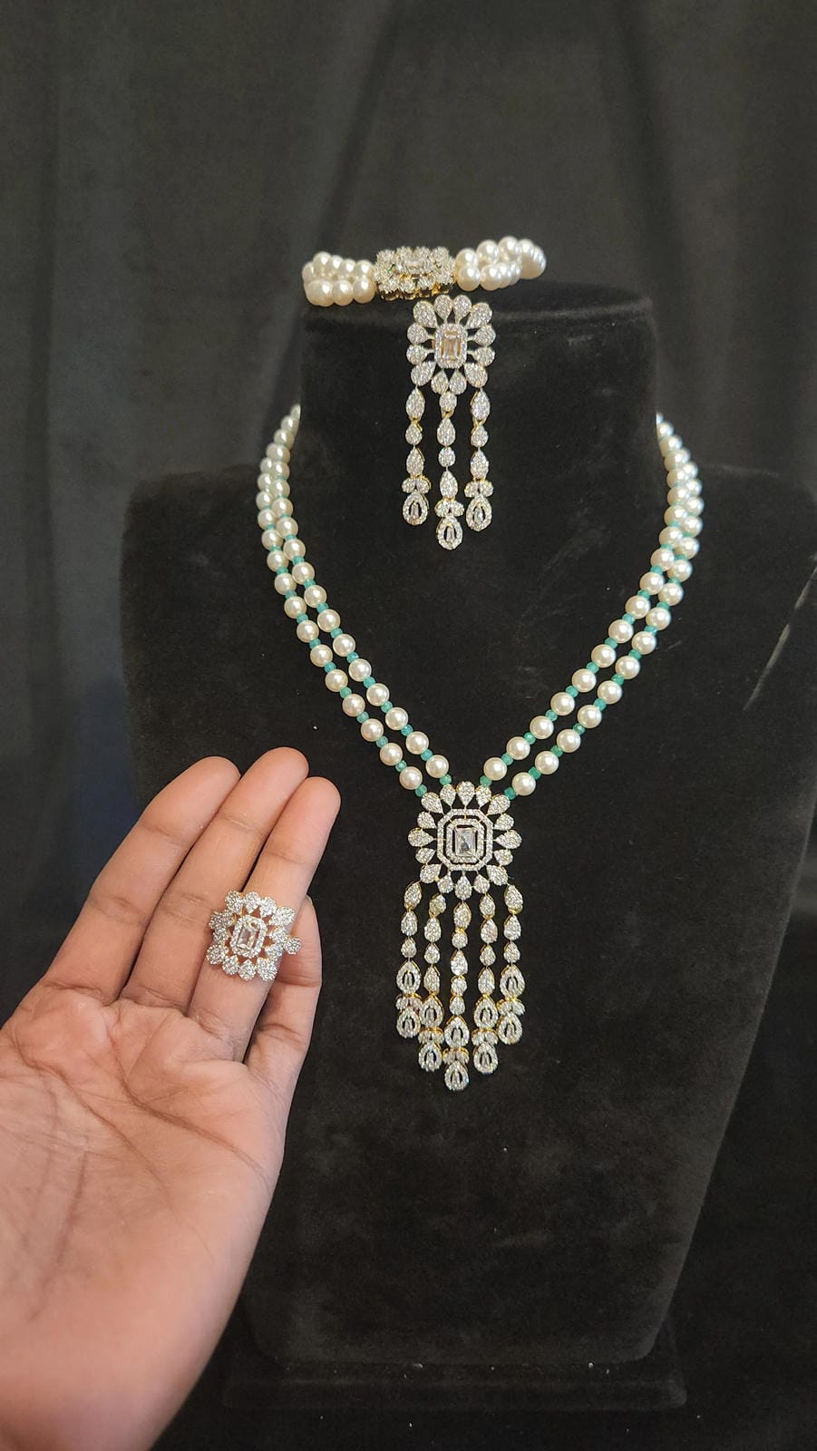 Double Layer Pearl Bridal Set