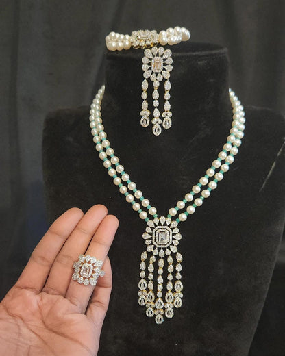 Double Layer Pearl Bridal Set