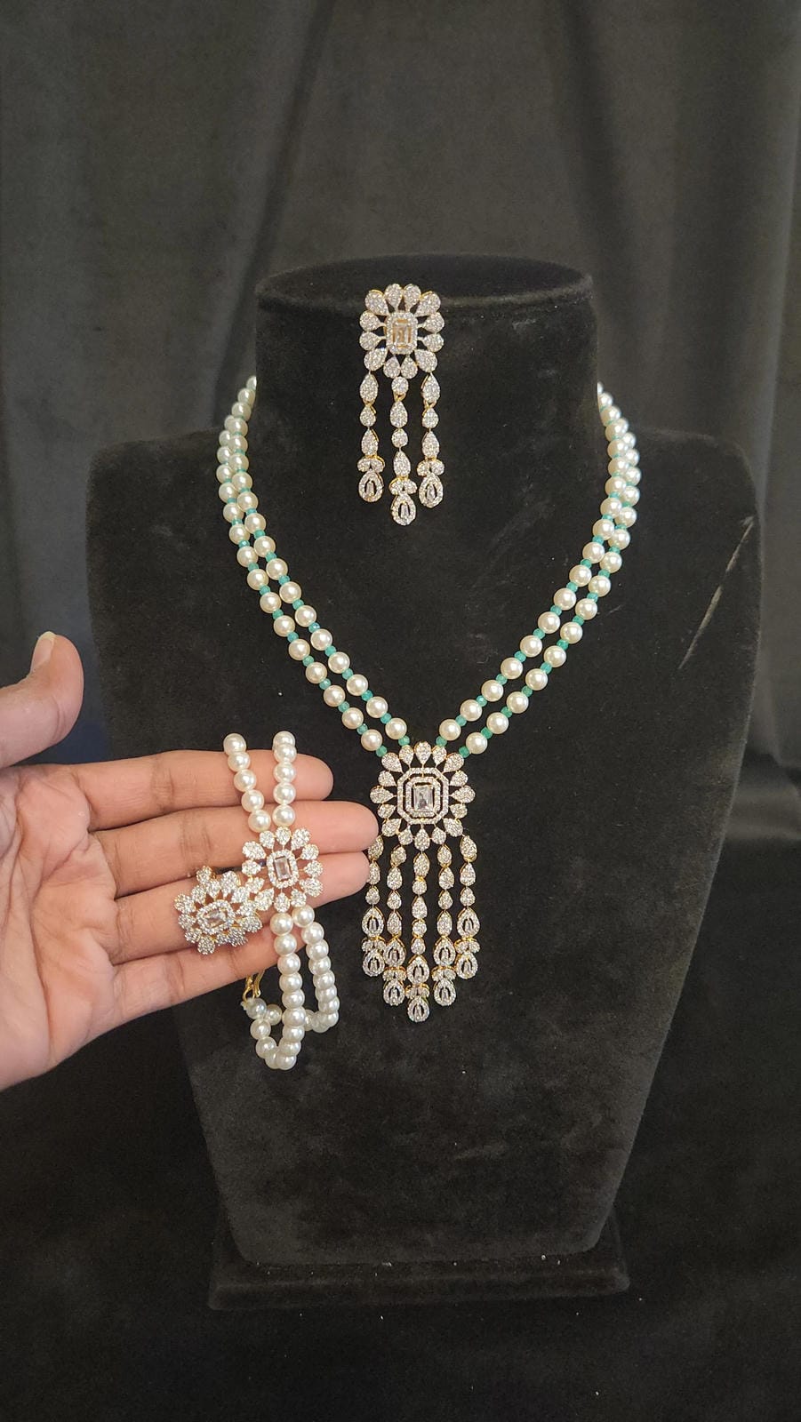 Double Layer Pearl Bridal Set
