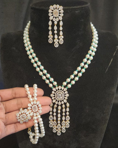 Double Layer Pearl Bridal Set