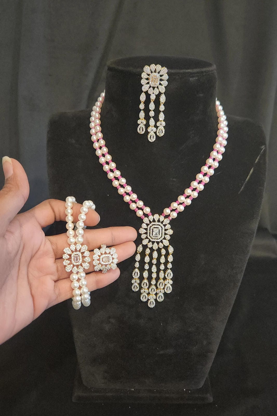 Double Layer Pearl Bridal Set