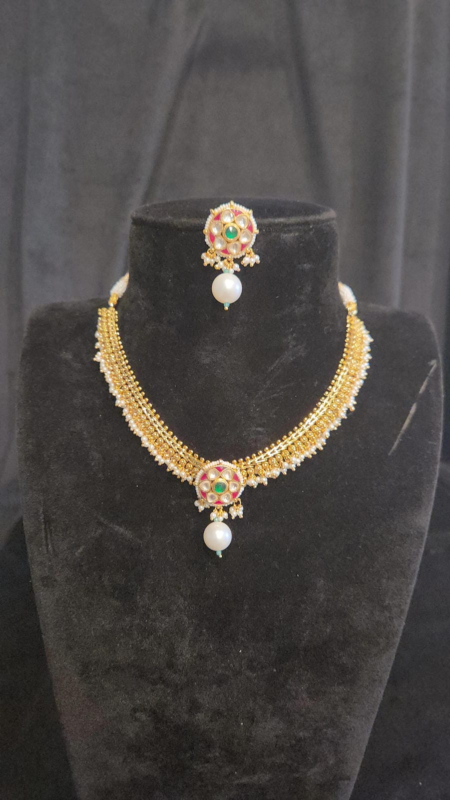 Pachi Kundan Necklace Set with Sugar Bead & Pearls