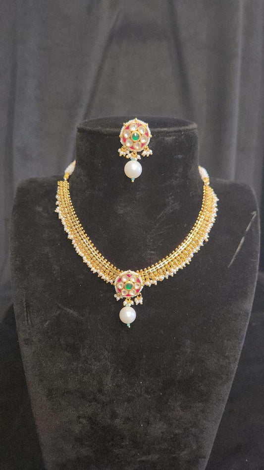 Pachi Kundan Necklace Set with Sugar Bead & Pearls