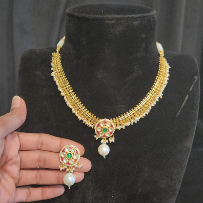 Pachi Kundan Necklace Set with Sugar Bead & Pearls