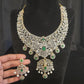 Diamond Finish Emerald Haram Set, Detachable Pendent