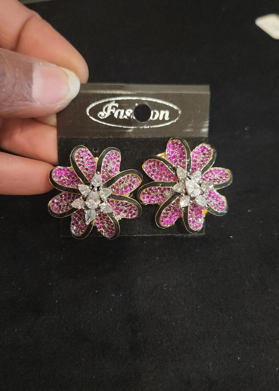 Floral Pink CZ Studs