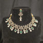 Diamond Finish Floral, Emeralds Necklace Set