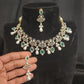 Diamond Finish Floral, Emeralds Necklace Set