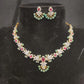 Diamond Finish Floral & Emerald Necklace Set